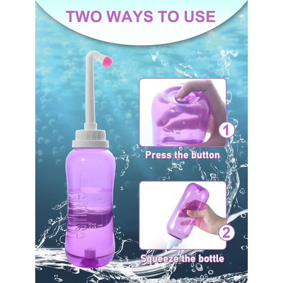 Podusche Portable Bidet 450 ml - Intimdusche Wochenbett mit 2 Düsen für Vaginaldusche Analdusche, Podusche für frau, Peri bottle für Reisen,Täglichen Gebrauch und Camping Dusche