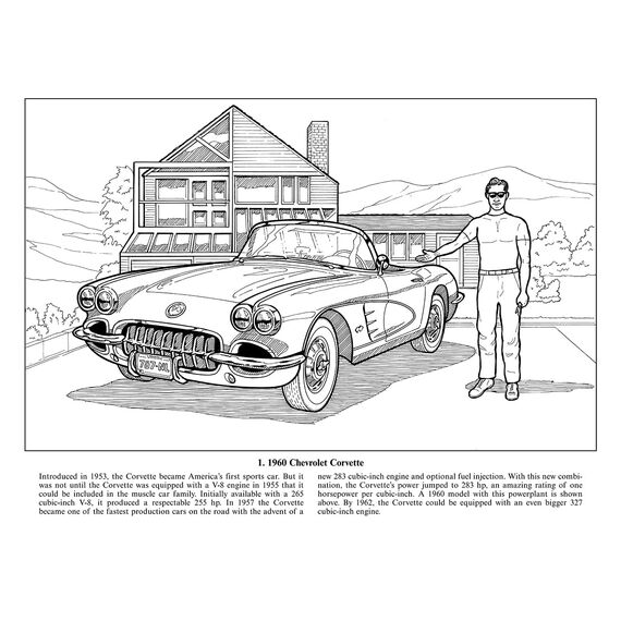 American Muscle Cars (Dover Planes Trains Automobiles Coloring)