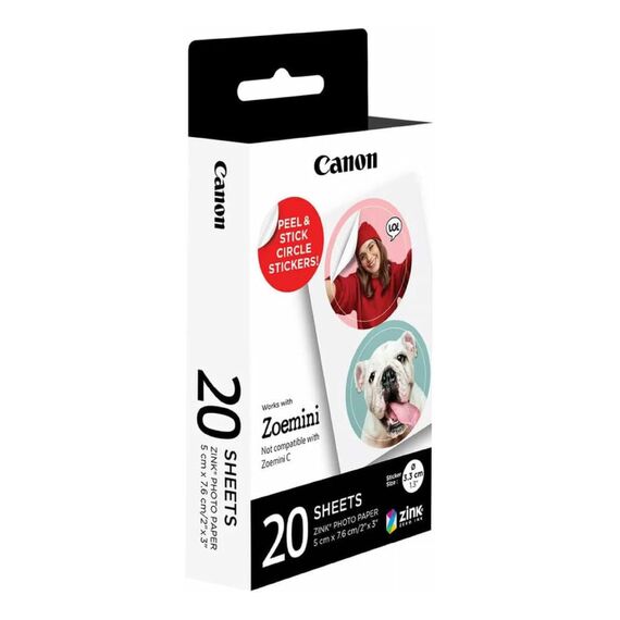 Canon Zink™ Fotopapier – Vorgefertigte Kreis-Fotoaufkleber (20 Blatt) – Drucken Sie Handy-Fotos für personalisierte Aufkleber