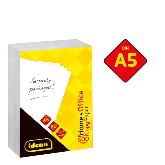 Idena 10547 - Kopierpapier A5, 500 Blatt, weiß, Papierqualität 80g/m², für den täglichen Gebrauch, zum Drucken, Kopieren und Faxen, geeignet für Laser & Inkjet