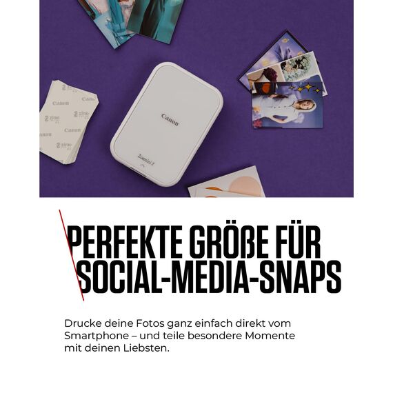 Canon Zink™ Fotopapier – Selbstklebendes 2x3" Fotopapier (20 Blatt) – Drucken Sie Handy-Fotos für personalisierte Aufkleber