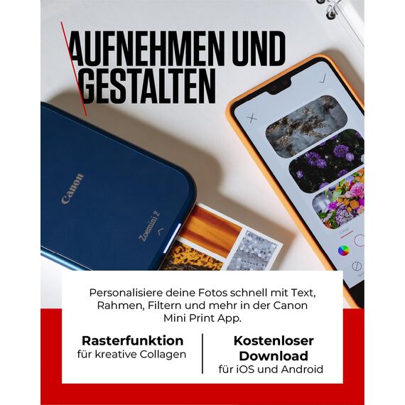 Canon Zink™ Fotopapier – Selbstklebendes 5 x 7,6 cm (2x3") Fotopapier (100 Blatt) – Drucken Sie Handy-Fotos für personalisierte Aufkleber