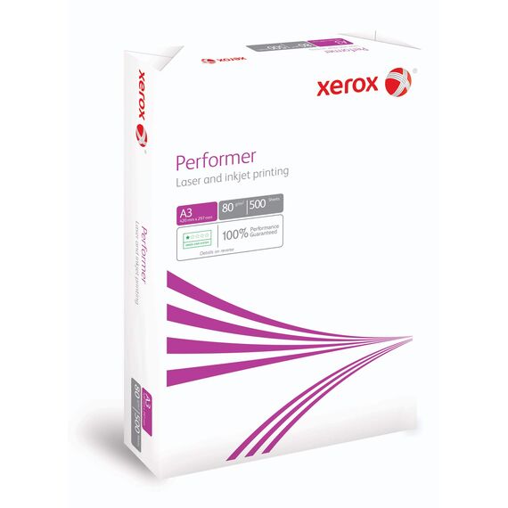 Xerox 003R90569 Performer Kopier-/Drucker-/Universalpapier, DIN A3, 80 g/m², Karton mit 5 Pack a 500 Blatt, weiß, A3(297 x 420 mm), 003R90569B