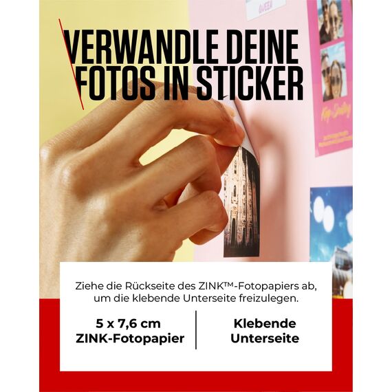 Canon Zink™ Fotopapier – Selbstklebendes 5 x 7,6 cm (2x3") Fotopapier (100 Blatt) – Drucken Sie Handy-Fotos für personalisierte Aufkleber