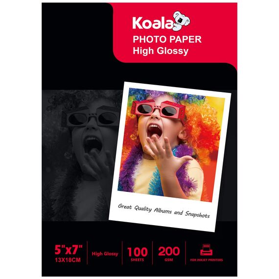 Koala Inkjet Hochglänzend Fotopapier 13x18 cm, 200 g/m², 100 Blatt, für Canon HP Epson Tintenstrahldrucker