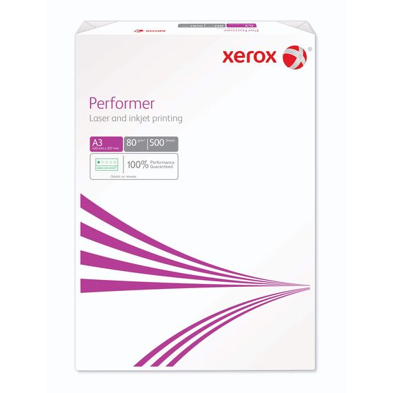 Xerox 003R90569 Performer Kopier-/Drucker-/Universalpapier, DIN A3, 80 g/m², Karton mit 5 Pack a 500 Blatt, weiß, A3(297 x 420 mm), 003R90569B