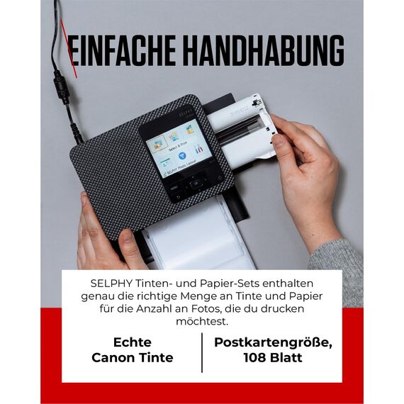 Canon SELPHY RP-108 Tinten- und Papier-Multipack – Original Canon Fotodrucker Tintenpatronen 2er-Pack & 108 Blatt Fotopapier (100 x 148mm)