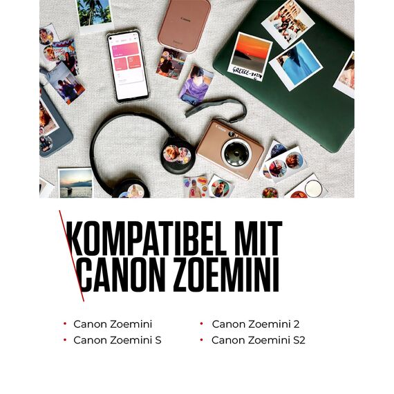 Canon Zink™ Fotopapier – Vorgefertigte Kreis-Fotoaufkleber (20 Blatt) – Drucken Sie Handy-Fotos für personalisierte Aufkleber