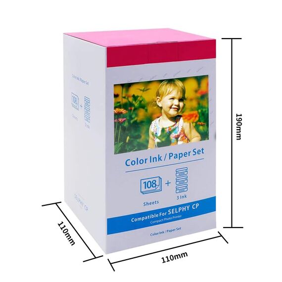Ersatz für Canon Selphy CP1500 Papier und Patrone Set, KP-108IN 3115b001(AA) für Selphy CP 1500 CP1300 CP1200 CP1000 CP910 CP820 CP810 Fotodrucker, 108 Fotopapier (100 x 148mm) + 3 Kartusche
