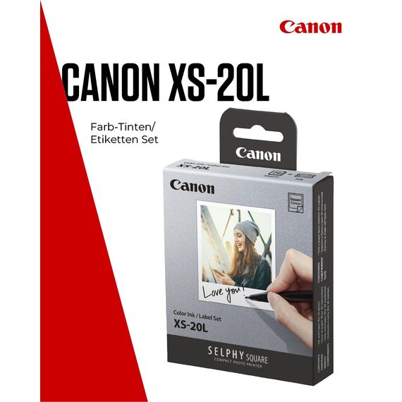 Canon SELPHY XS-20L Tinten- und Papier-Multipack – Original Canon Fotodrucker Tintenpatrone 1er-Pack & 20 Blatt Fotopapier (72 x 85mm)