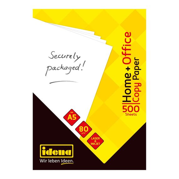 Idena 10547 - Kopierpapier A5, 500 Blatt, weiß, Papierqualität 80g/m², für den täglichen Gebrauch, zum Drucken, Kopieren und Faxen, geeignet für Laser & Inkjet (Packung mit 2)