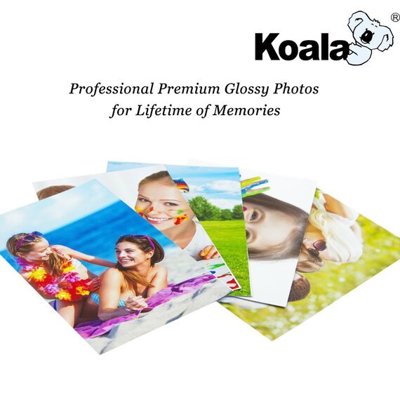 KOALA Glänzendes Inkjet Fotopapier, 10x15 cm, 250g/m², 100 Blatt, mit Premium Hochglanz Advanced Kunstharz beschichtet, für Canon HP Epson Tintenstrahldrucker