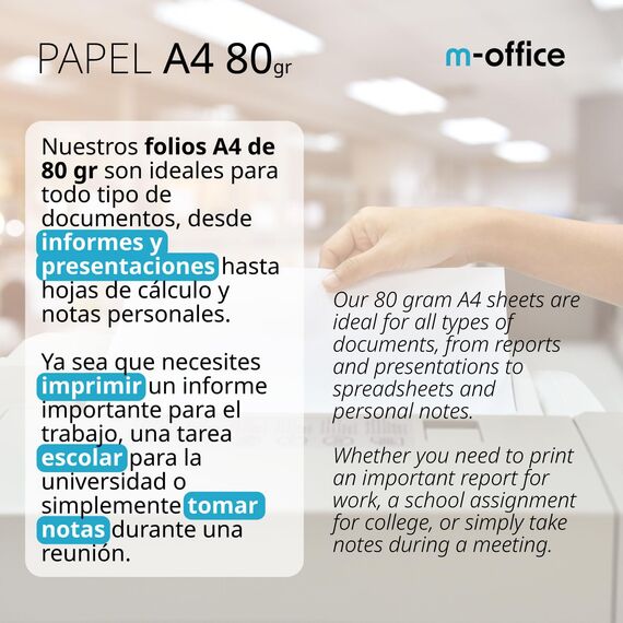 A4-Papier, 80 g, Packung mit 100 Blatt, Multifunktionspapier für Inkjet- und Laserdrucker, A4-Blätter, 210 x 297 mm, ideal für Büro und Zuhause · m-office (100 Blatt)