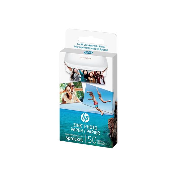 HP Sprocket Premium Zink vorgeschnittenes, selbstklebendes Fotopapier, 2 x 3 Zoll (5,1 x 7,5 cm), 50 Blatt, kompatibel mit HP Sprocket Fotodruckern