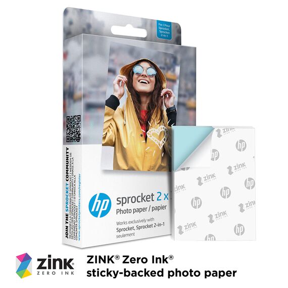 HP Sprocket Premium Zink vorgeschnittenes, selbstklebendes Fotopapier, 2 x 3 Zoll (5,1 x 7,5 cm), 50 Blatt, kompatibel mit HP Sprocket Fotodruckern