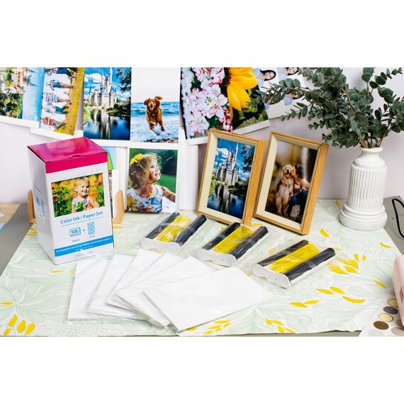 Ersatz für Canon Selphy CP1500 Papier und Patrone Set, KP-108IN 3115b001(AA) für Selphy CP 1500 CP1300 CP1200 CP1000 CP910 CP820 CP810 Fotodrucker, 108 Fotopapier (100 x 148mm) + 3 Kartusche