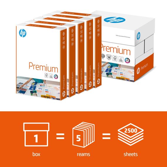 HP Premium Druckerpapier CHP 852-90 g, DIN-A4, 2.500 Blatt (5x500), weiß, Extraglatt
