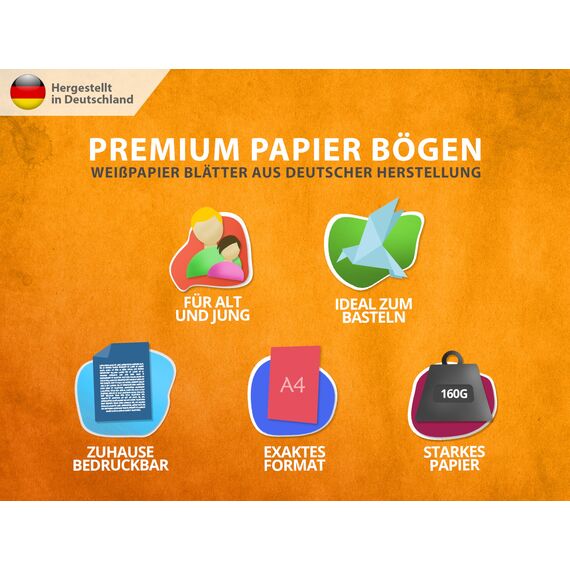 50 BLATT Weißes Druckerpapier A4 160g weiß – PREMIUM PAPIER Reinweiß - DIN A4-21 x 29,7 cm - Zeichenpapier dick,unbedruckt für Uni, Fotografie, Präsentationen, Basteln, hochwertiges Bewerbungspapier