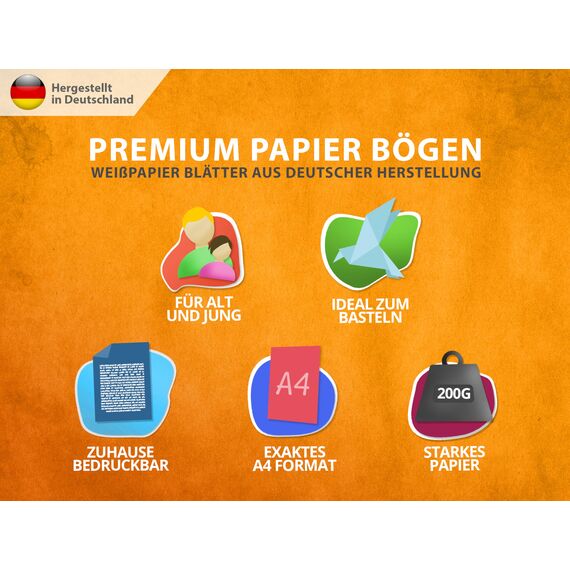 50 Blatt Papier 200g/m² Weiß Matt, PREMIUM PAPIER Reinweiß DIN A4-21 x 29,7 cm - Druckerpapier unbedruckt Digitaldruckpapier, Laserdrucker & Tintenstrahl - Fotopapier - Beidseitig bedruckbar TONKARTON