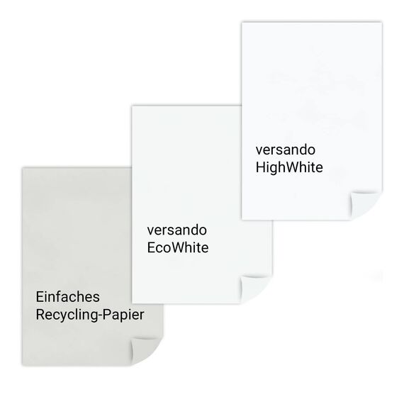 versando 2.500 Blatt Recyclingpapier DIN A4 EcoWhite 80g Kopierpapier Druckerpapier Öko hohe Weiße ISO 90 - Blauer Engel zertifiziert - Umweltpapier