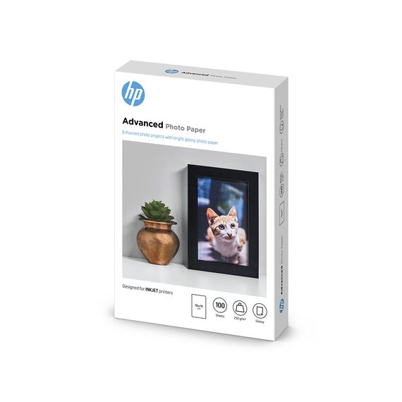 HP Advanced Glossy Fotopapier, glänzend (Q8692A) 250g/m² 10x15cm 100 Blatt, weiß