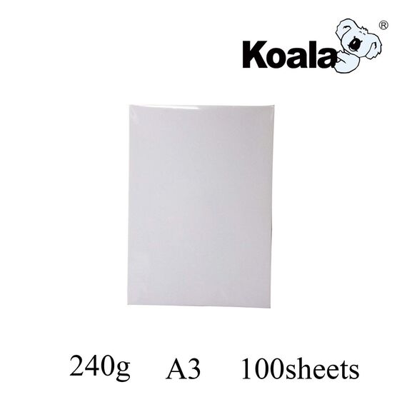 Koala Inkjet Hochglänzend Fotopapier DIN A3, 240 g/m², 100 Blatt, für Canon HP Epson Tintenstrahldrucker