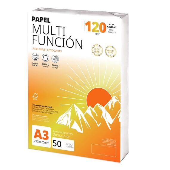 A3 Papier 120 g 50 Blatt, Multifunktionspapier für Drucker, Papier für Projekte, Illustration, Lettering, Professionelle Kreativprojekte, A3 Büropapier, Schulmaterial - Ofituria (120 g, 50 Blatt)