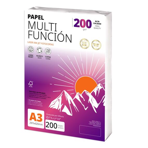 A3 Papier 200 g 200 Blatt, Multifunktionspapier für Drucker, Papier für Projekte, Illustration, Lettering, Professionelle Kreativprojekte, A3 Büropapier, Schulmaterial - Ofituria (200 g, 200 Blatt)