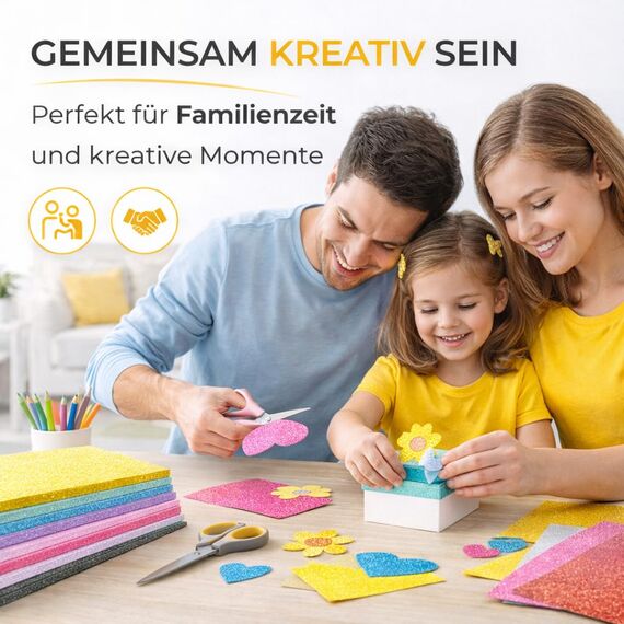 50x Glitzerpapier in A4: Buntes Glitter Papier mit 250 g/m² - Ideal für Bastelarbeiten und kreatives Gestalten - Fotokarton und Druckerpapier für Bastelpapier (50x Glitzerpapier - 250 g/m², 100)