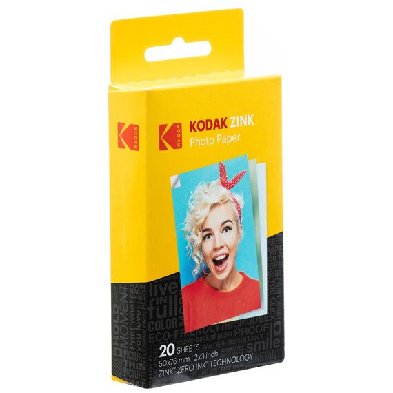 KODAK 5,1 x 7,5 cm (2 x 3") Premium ZINK Fotopapier mit Kleberückseite (20 Blatt), Kompatibel mit Kodak Step, Step Slim, Printomatic, Printomatic+, Smile+, Step Touch