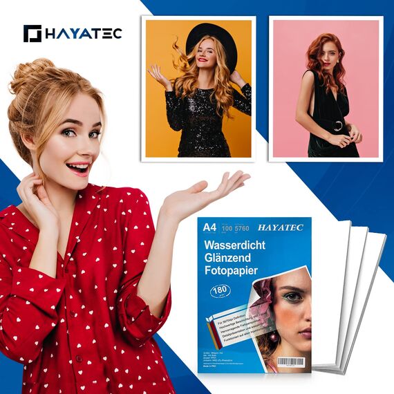 100 Blatt fotopapier 10x15 hoch glänzend tintenstrahldrucker 180g/m² Photopapier Fotokarten Photokarten Sofort Trocken Wasserfest Hochweiß fotoblätter (Packung mit 2)