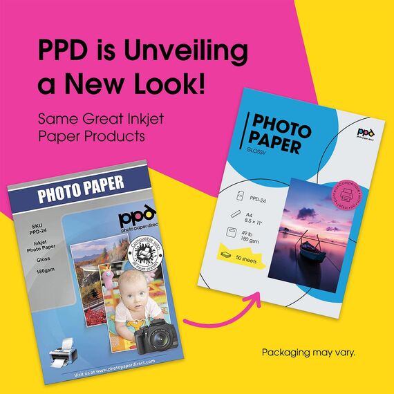 PPD 50 x A4 Inkjet Premium Fotopapier 180g Hochglänzend, Sofort Trocken und Wasserfest PPD-24-50
