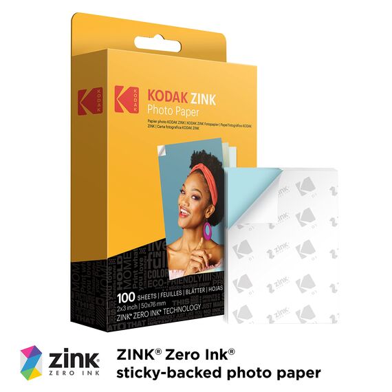 Kodak 2x3 Premium Zink Fotopapier (100 Blätter) - Kompatibel mit Kodak PRINTOMATIC, Smile und Step-Kameras und -Druckern