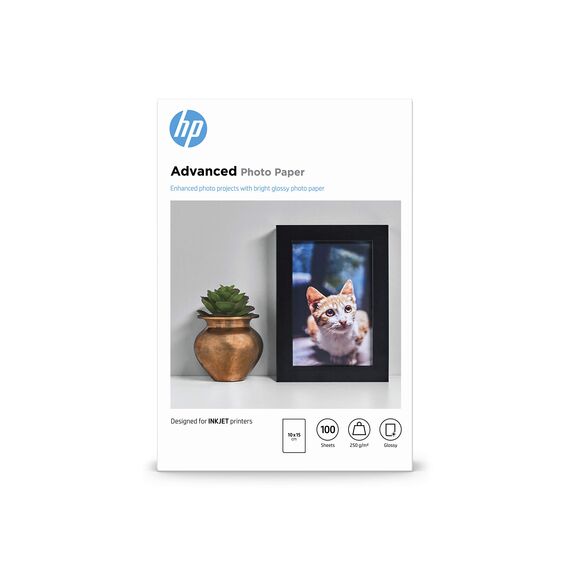 HP Advanced Glossy Fotopapier, glänzend (Q8692A) 250g/m² 10x15cm 100 Blatt, weiß