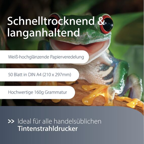 MediaRange DIN A4 Fotopapier für Tintenstrahldrucker, 160g, 50 Blatt
