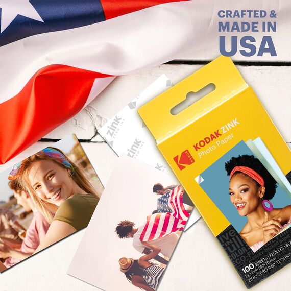 Kodak 2x3 Premium Zink Fotopapier (100 Blätter) - Kompatibel mit Kodak PRINTOMATIC, Smile und Step-Kameras und -Druckern