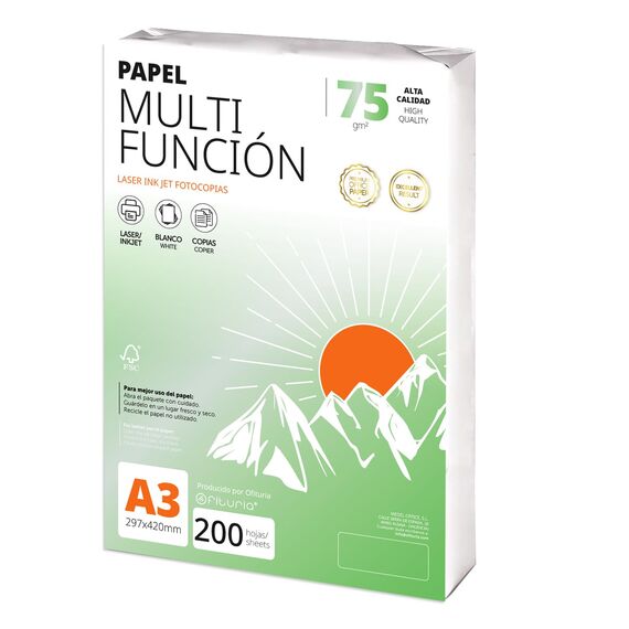A3 Papier 75 g 200 Blatt, Multifunktionspapier für Drucker, Papier für Projekte, Illustration, Lettering, Professionelle Kreativprojekte, A3 Büropapier, Schulmaterial - Ofituria (75 g, 200 Blatt)
