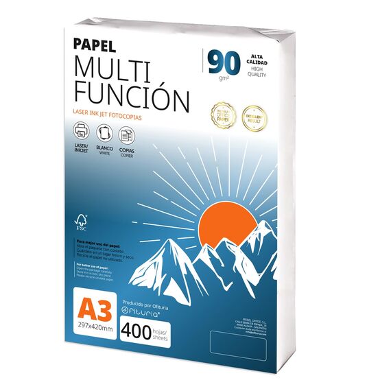 A3 Papier 90 g 400 Blatt, Multifunktionspapier für Drucker, Papier für Projekte, Illustration, Lettering, Professionelle Kreativprojekte, A3 Büropapier, Schulmaterial - Ofituria (90 g, 400 Blatt)