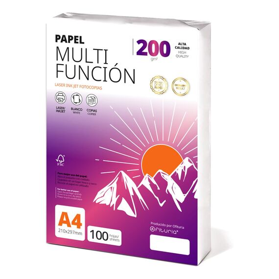 Ofituria Kopierpapier, DIN A4, 200 g/m2, 100 Blatt, Mehrzweckpapier für Laser- und Tintenstrahldrucker, Kopierer, Bürobedarf, Schulbedarf, Packung zu 100 Blatt, 200 g