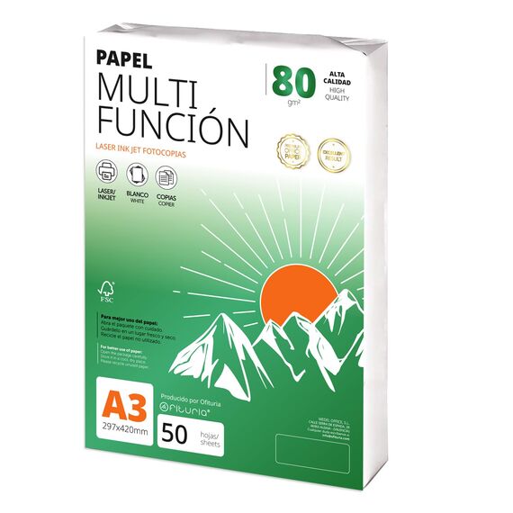 A3 Papier 80 g 50 Blatt, Multifunktionspapier für Drucker, Papier für Projekte, Illustration, Lettering, Professionelle Kreativprojekte, A3 Büropapier, Schulmaterial - Ofituria (80 g, 50 Blatt)