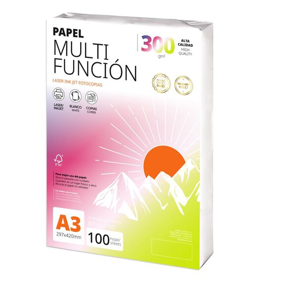 A3 Papier 300 g 100 Blatt, Multifunktionspapier für Drucker, Papier für Projekte, Illustration, Lettering, Professionelle Kreativprojekte, A3 Büropapier, Schulmaterial - Ofituria (300 g, 25 Blatt)