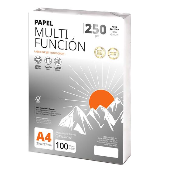 Ofituria Kopierpapier, DIN A4, 250 g/m2, 100 Blatt, Mehrzweckpapier für Laser- und Tintenstrahldrucker, Kopierer, Bürobedarf, Schulbedarf, Packung zu 100 Blatt, 250 g