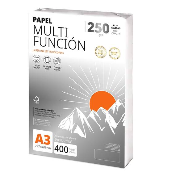 A3 Papier 250 g 400 Blatt, Multifunktionspapier für Drucker, Papier für Projekte, Illustration, Lettering, Professionelle Kreativprojekte, A3 Büropapier, Schulmaterial - Ofituria (250 g, 400 Blatt)