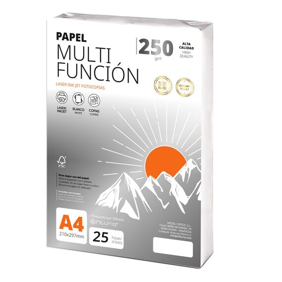 Ofituria Kopierpapier, DIN A4, 250 g/m2, 25 Blatt, Mehrzweckpapier für Laser- und Tintenstrahldrucker, Kopierer, Bürobedarf, Schulbedarf, Packung zu 25 Blatt, 250 g