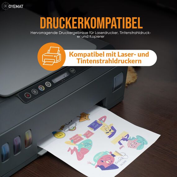 OYEMAT | 50 Blätter 1 Etikett pro Blatt | Sticker Papier zum Bedrucken A4 | Etiketten Selbstklebend Bedruckbar Aufkleber (297 mm x 210 mm) | Tintenstrahldrucker, Laserdrucker und Fotokopierer.