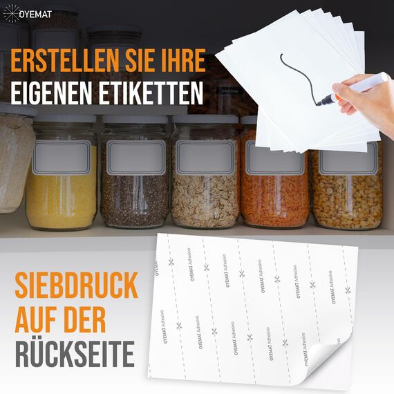 OYEMAT | 50 Blätter 1 Etikett pro Blatt | Sticker Papier zum Bedrucken A4 | Etiketten Selbstklebend Bedruckbar Aufkleber (297 mm x 210 mm) | Tintenstrahldrucker, Laserdrucker und Fotokopierer.