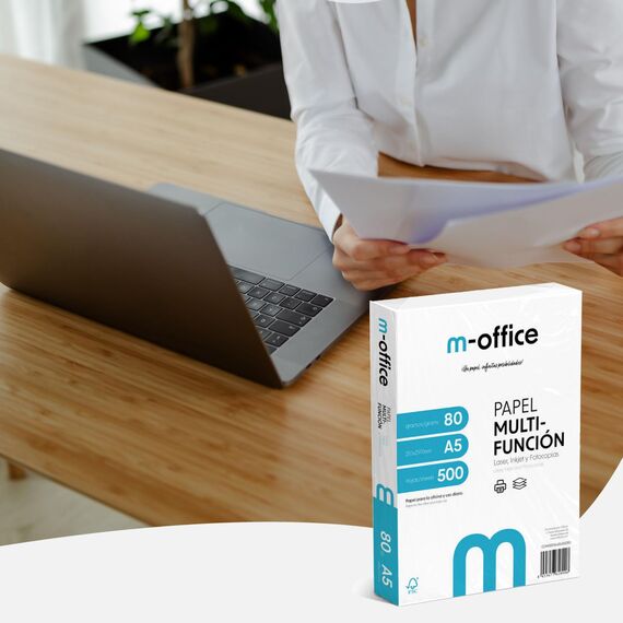 A5-Papier, 80 g, 8 Packung mit 500 Blatt, Multifunktionspapier für Inkjet- und Laserdrucker, A5-Blätter, 148 x 210 mm, ideal für Büro und Zuhause · m-office (4000 Blatt)