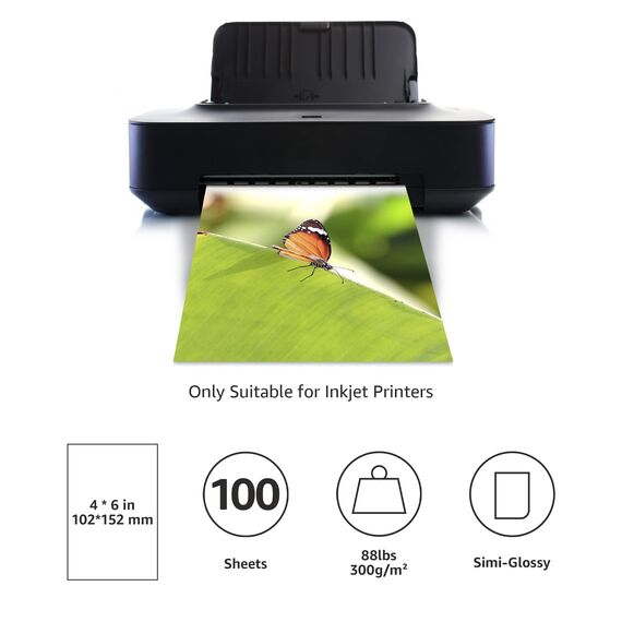 AmazonBasics Photo Paper,Semi- Glossy, 4 x 6 Inch, Pack of 100 Sheets, 300g/m² - Amazon Vine