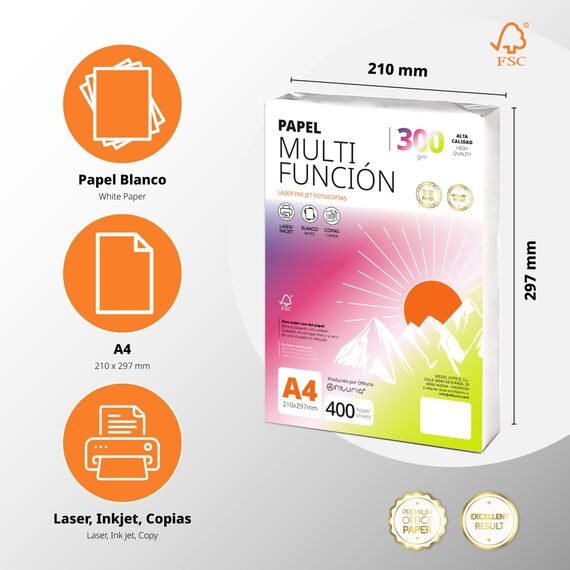 Ofituria Kopierpapier, DIN A4, 250 g/m2, 25 Blatt, Mehrzweckpapier für Laser- und Tintenstrahldrucker, Kopierer, Bürobedarf, Schulbedarf, Packung zu 25 Blatt, 250 g