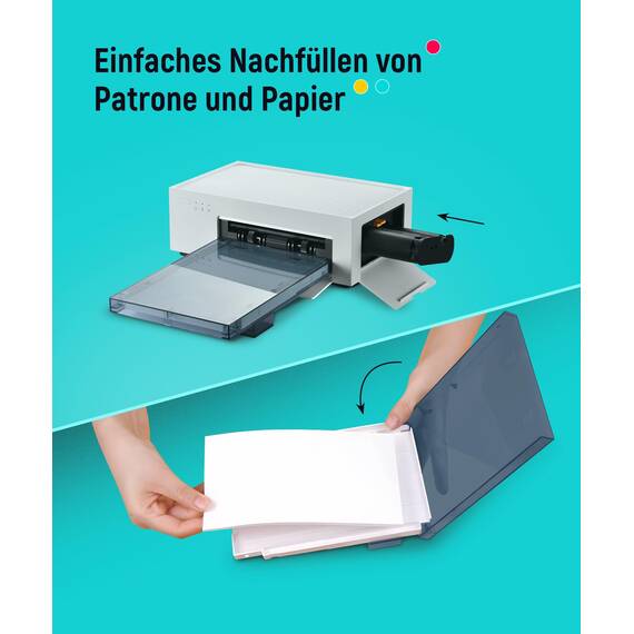 Liene Amber M100/M200/M110/M210 Original Nachfüllset: 40 Blatt 10x15 cm (4×6 Zoll) Fotopapier + 1 Farbband, Thermosublimation, Nur für DHP512/DHP513/DHP514/DHP515